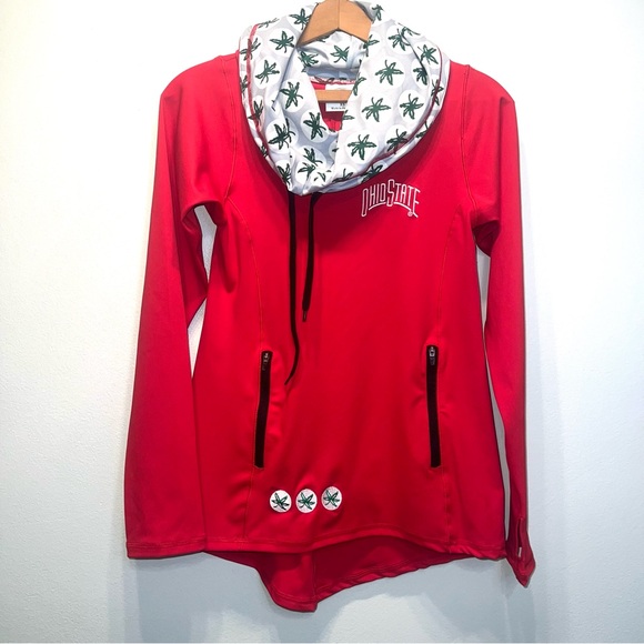 The Ohio State University Funnel Neck Buckeyes Lightweight Sweatshirt Red Sz XS - Picture 1 of 8